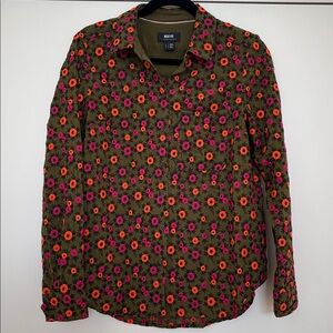 :Price Firm: Anthropologie Maeve Embroidered Buttondown in Green
